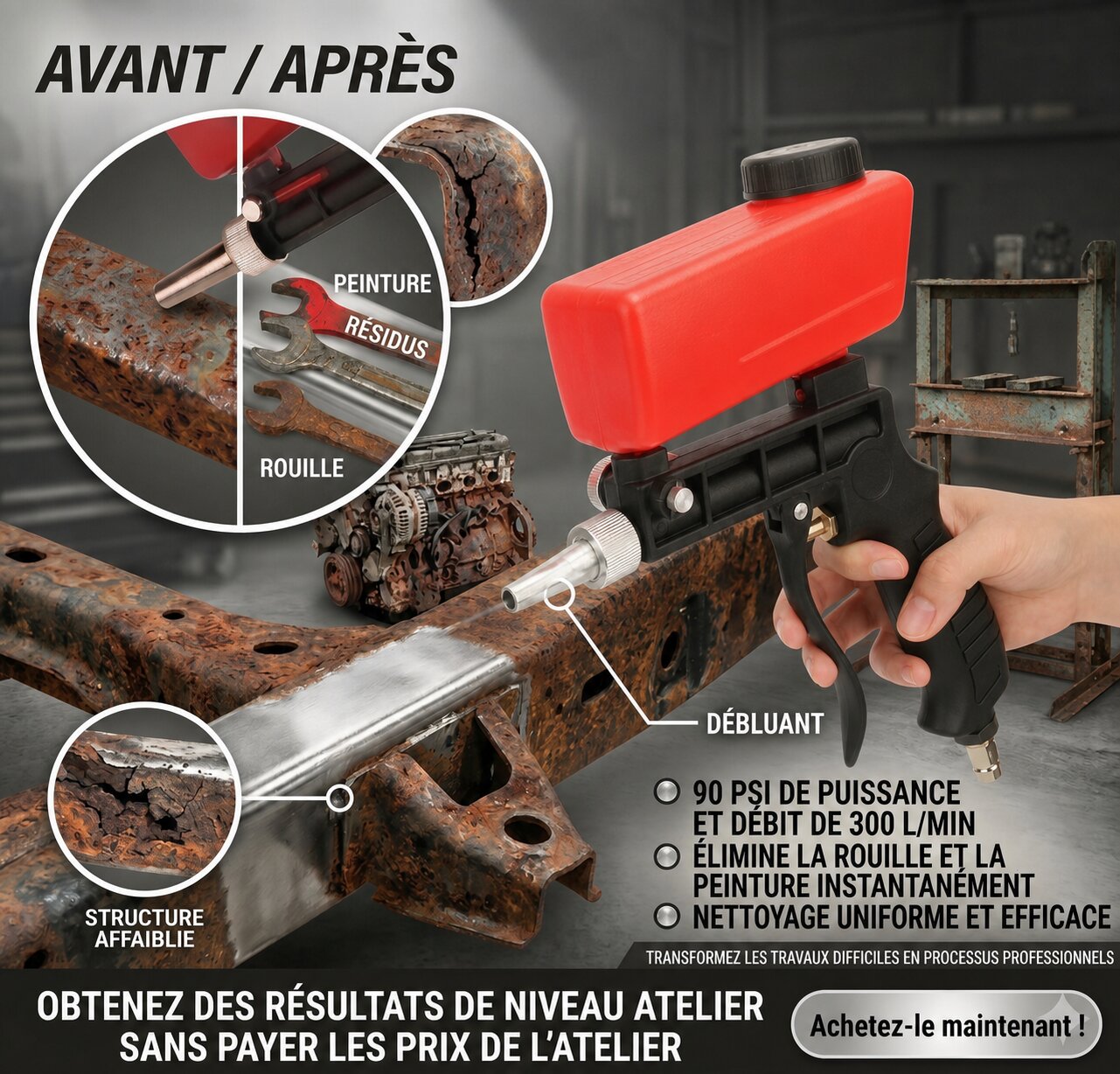 pistolet de sablage haute precision pour metal